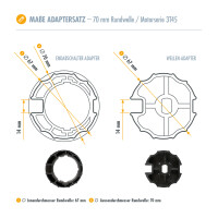 3T Markisenmotor 50Nm inkl. Adaptersatz Typ: 3T45-50 / 70 mm rund