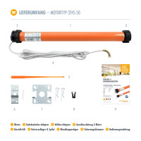 3T Markisenmotor 50Nm inkl. Adaptersatz Typ: 3T45-50 / 85 mm rund