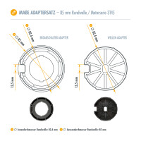 3T Markisenmotor 50Nm inkl. Adaptersatz Typ: 3T45-50 / 85 mm rund