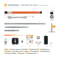 Funk Rollladenmotor Komplettset SW40 + Steuerung + Rollladenwelle + Zubehör bis 1,90m HSTE15